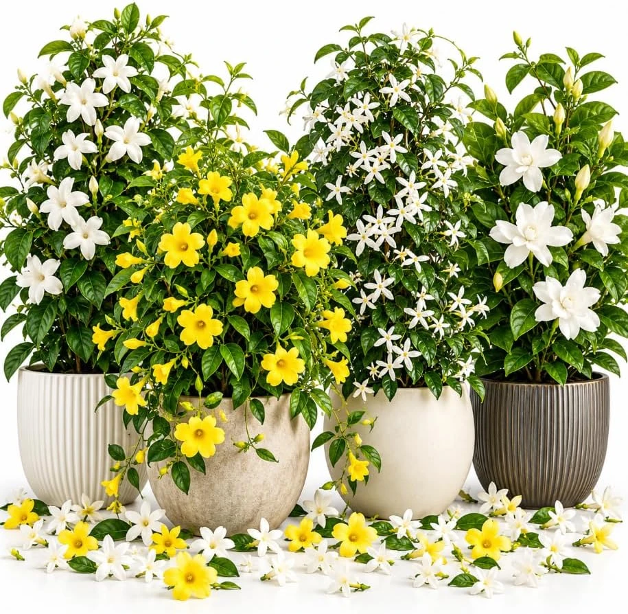 2 Jasmine Mix Live Plants for Planting, Fragrant Flowering Perennial Garden Plants, 4-6 Inches Tall - Image 1