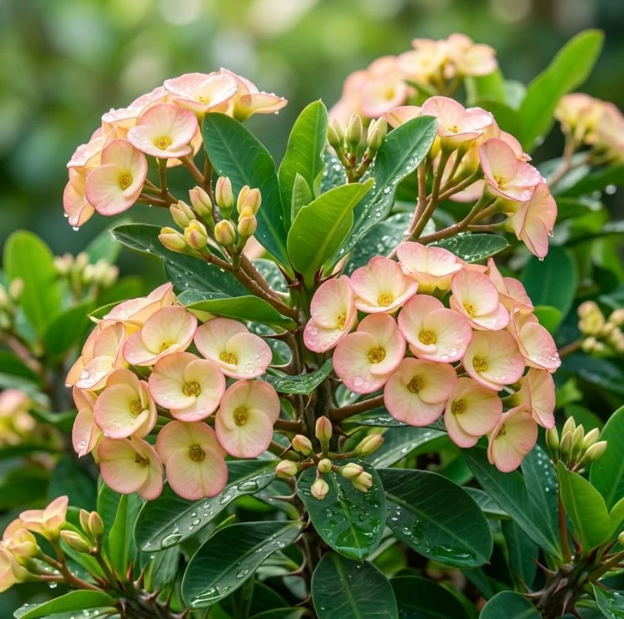 2 Live Yellow Pinkish Euphorbia Milii Crown of Thorns Plant, 2 Inch Pot, Flowering Succulent, Indoor Outdoor Houseplant - Image 4