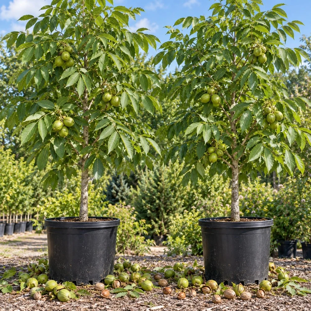 2 Mixed Hickory Tree Live Plants 12-16" Tall - Deciduous Hardwood Carya Nut - Image 1