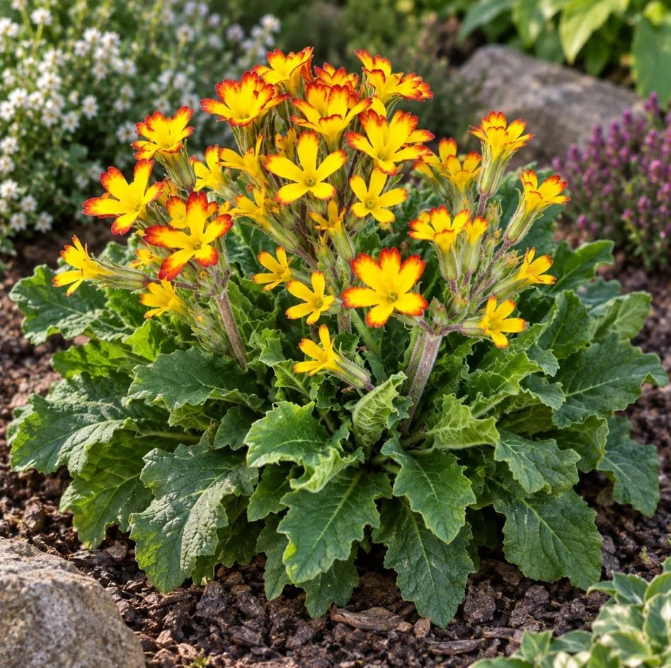 2 Oakleaf Primrose Live Plants - Yellow Picotee Primula Starter - Image 3