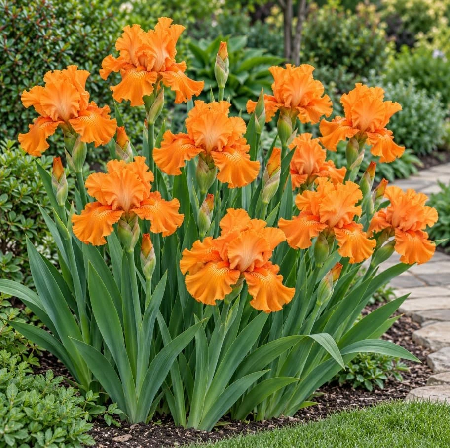 2 Orange Bearded Iris Bulbs for Planting - Vibrant Garden Flowers - Image 1