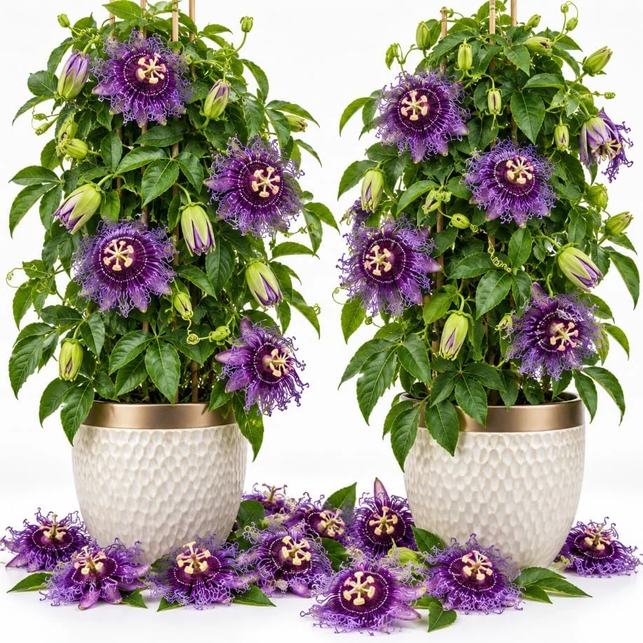 2 Passiflora Incarnata Maypop Live Plants - 4-7" Purple Passionflower Vines - Image 1