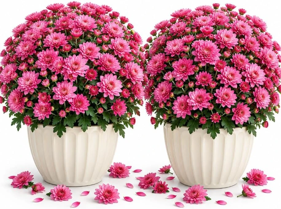 2 Pink Mum Live Plants, 4-7 Inches Tall - Perennial Chrysanthemum for Outdoor - Image 1