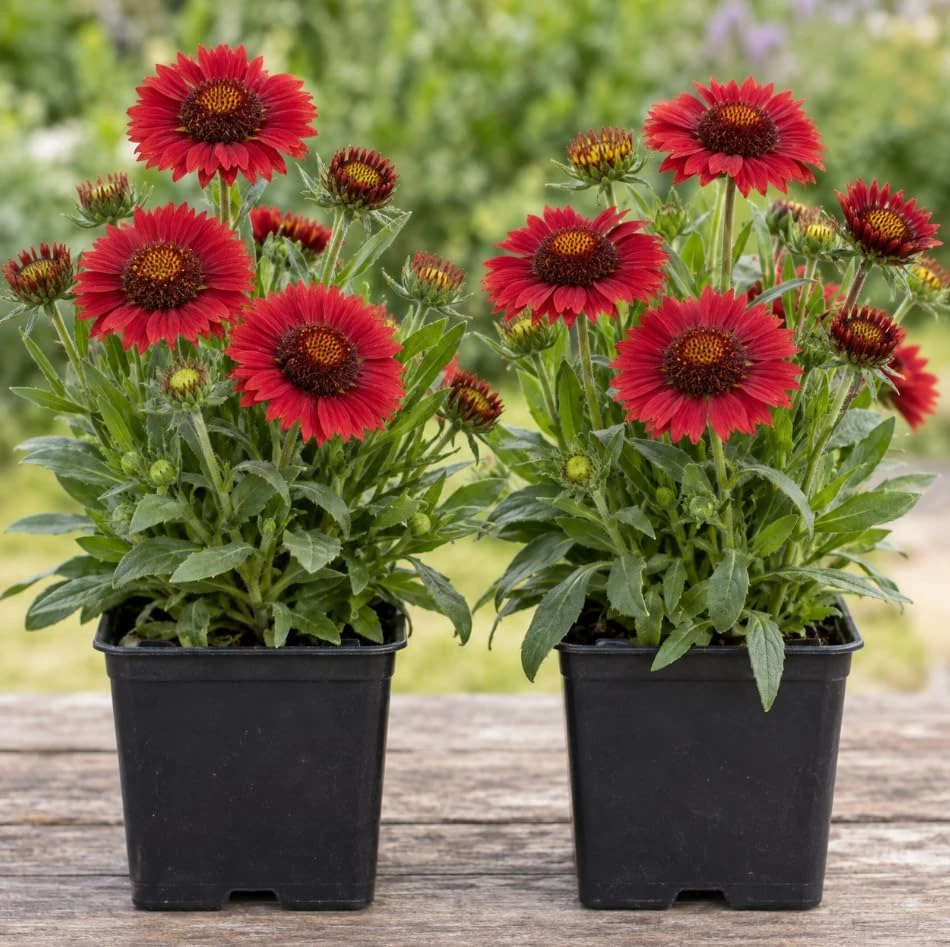 2 Red Blanket Flower Live Plant - Common Gaillardia Starter Plants for Outdoor Gardens - Image 1
