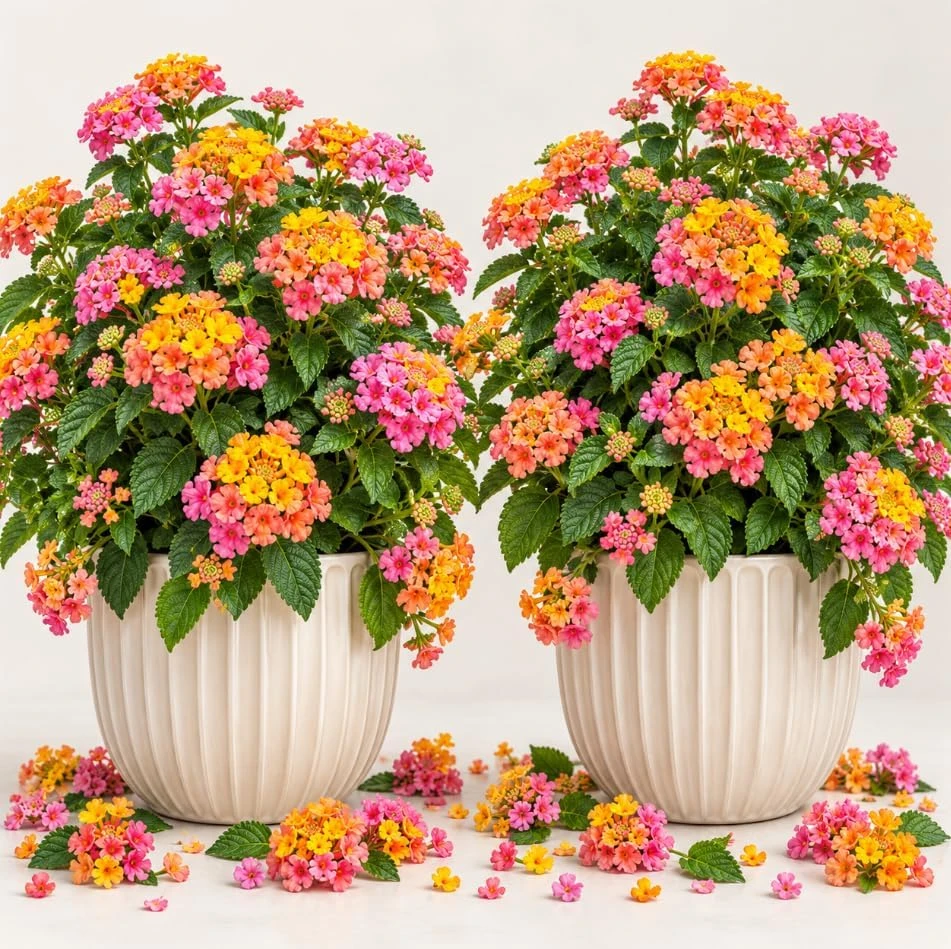 2 Rose Lantana Live Plants, Pink & Yellow Flowers, 4-6 Inches Tall Starters - Image 1