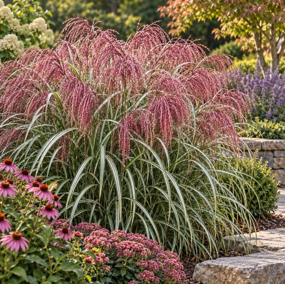 2 Sunrise Maiden Grass Live Plants - Miscanthus sinensis - 5-8 Inch Tall Outdoor Ornamental Grass - Image 2