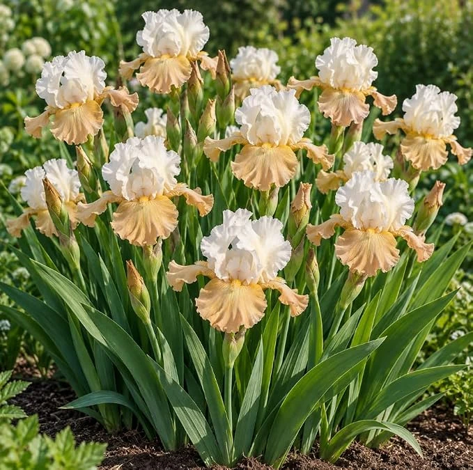 2 Tan White Bearded Iris Bulbs for Planting - Colorful Iris Rhizomes, Zones 3-9 - Image 1