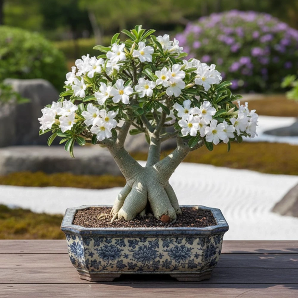 2 White Desert Rose Live Plants, Adenium Obesum Succulents, 4-6 Inches Tall, for Patio & Indoors - Image 3