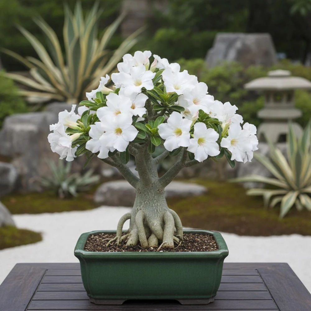 2 White Desert Rose Live Plants, Adenium Obesum Succulents, 4-6 Inches Tall, for Patio & Indoors - Image 4