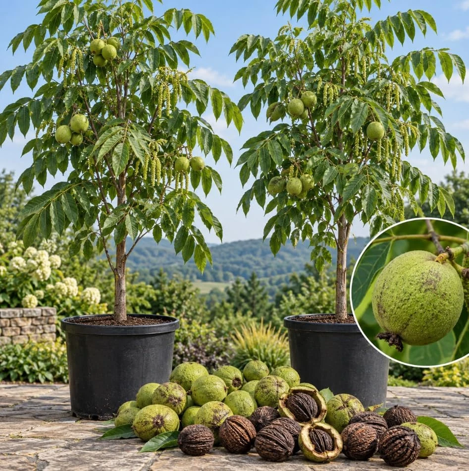 2 White Walnut Trees Live Plants - Nut-Bearing, 12-20 Inches Tall - Image 1