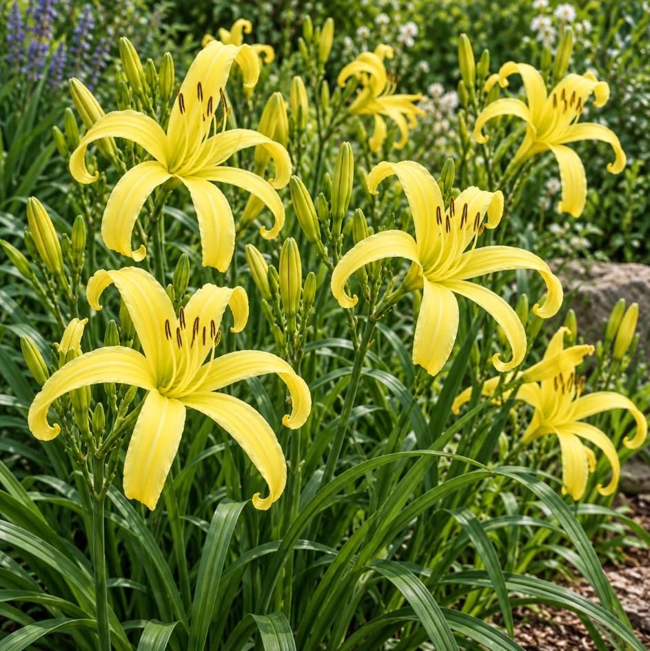 2 Yellow Daylily Live Plants - Long Narrow Perennial Daylily for Outdoor Garden - Image 1