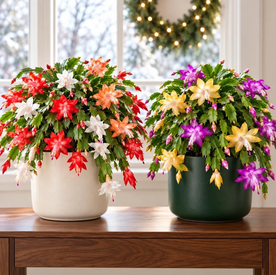 3 Assorted Christmas Cactus Live Plants, 4-7 Inches Tall, Flowering Succulents - Image 2