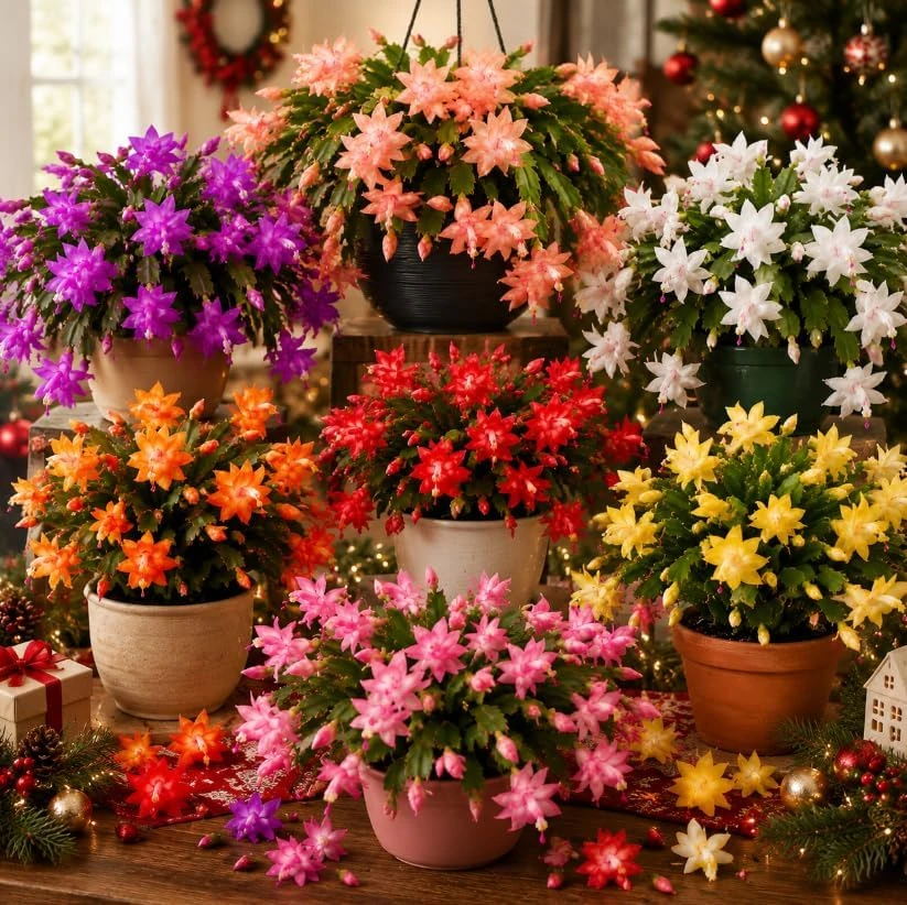 3 Assorted Christmas Cactus Live Plants, 4-7 Inches Tall, Flowering Succulents - Image 4