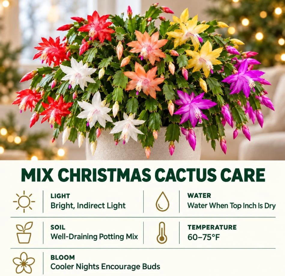 3 Assorted Christmas Cactus Live Plants, 4-7 Inches Tall, Flowering Succulents - Image 5