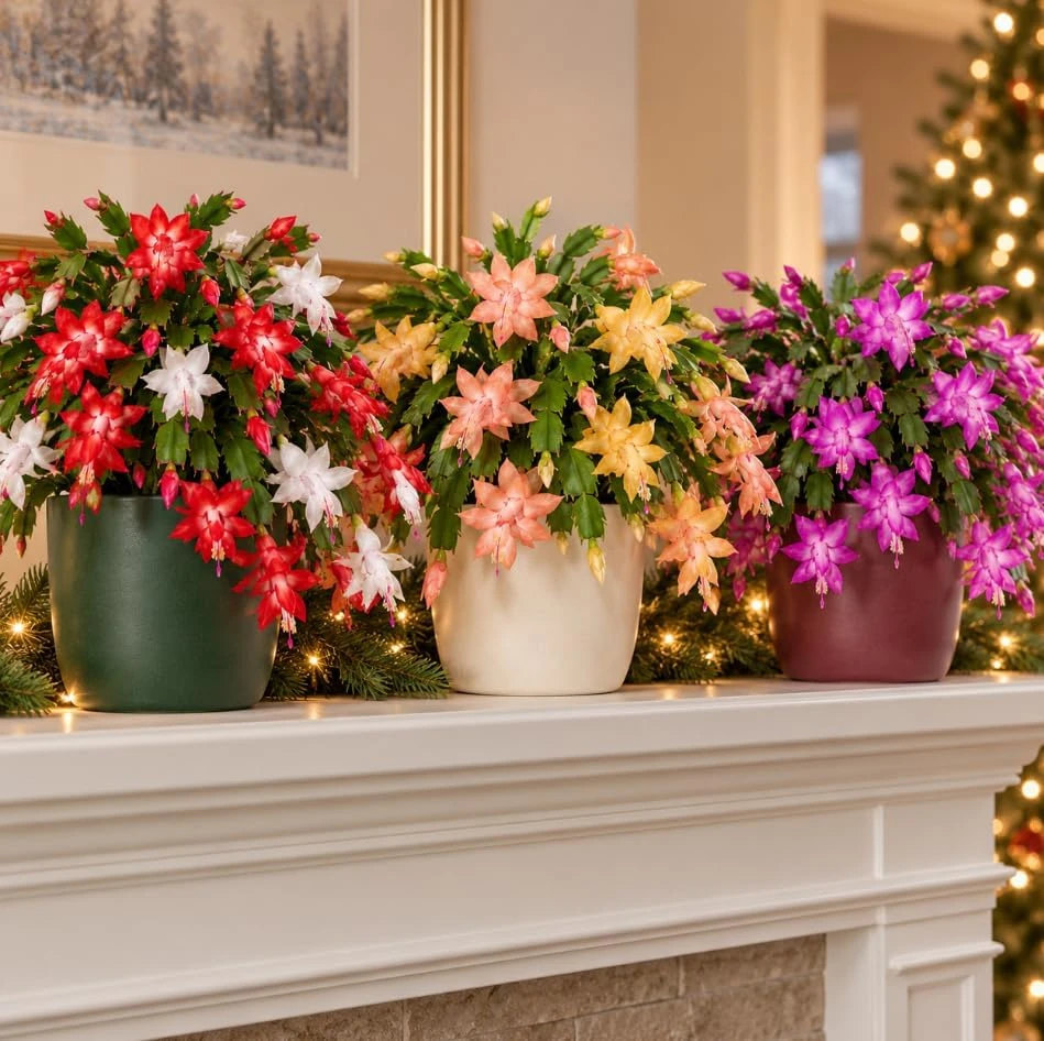 3 Assorted Christmas Cactus Live Plants, 4-7 Inches Tall, Flowering Succulents - Image 6