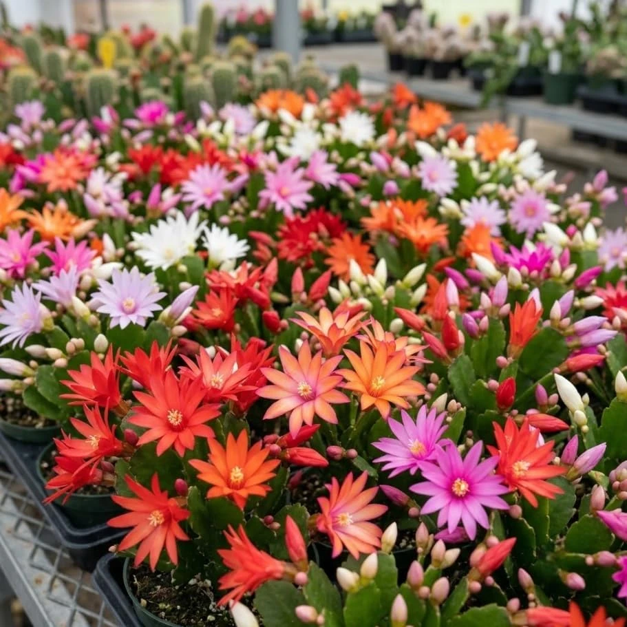 3 Easter Cactus Live Plants – Assorted Colors – 2 Inch Pots – Rhipsalidopsis Flowering Succulents Indoor - Image 2