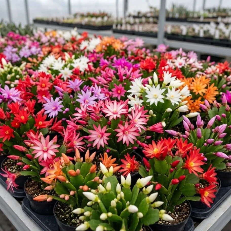 3 Easter Cactus Live Plants – Assorted Colors – 2 Inch Pots – Rhipsalidopsis Flowering Succulents Indoor - Image 1