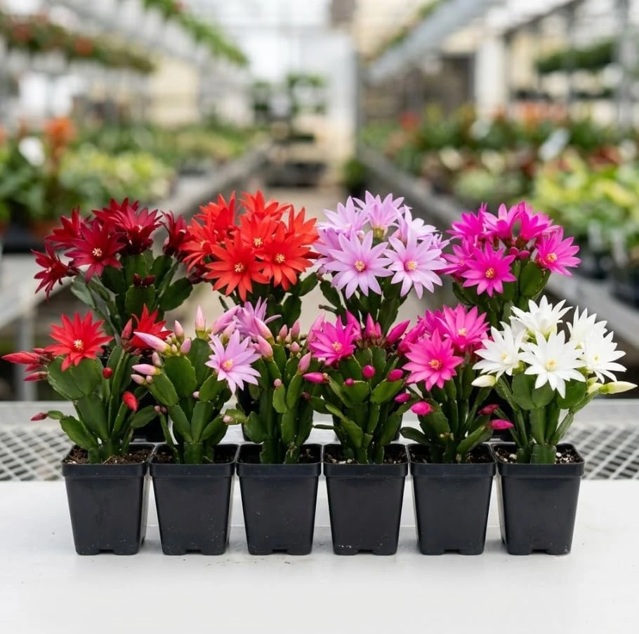 3 Mixed Color Easter Cactus Live Plants – 2 Inch Pot Succulent Houseplant - Image 1