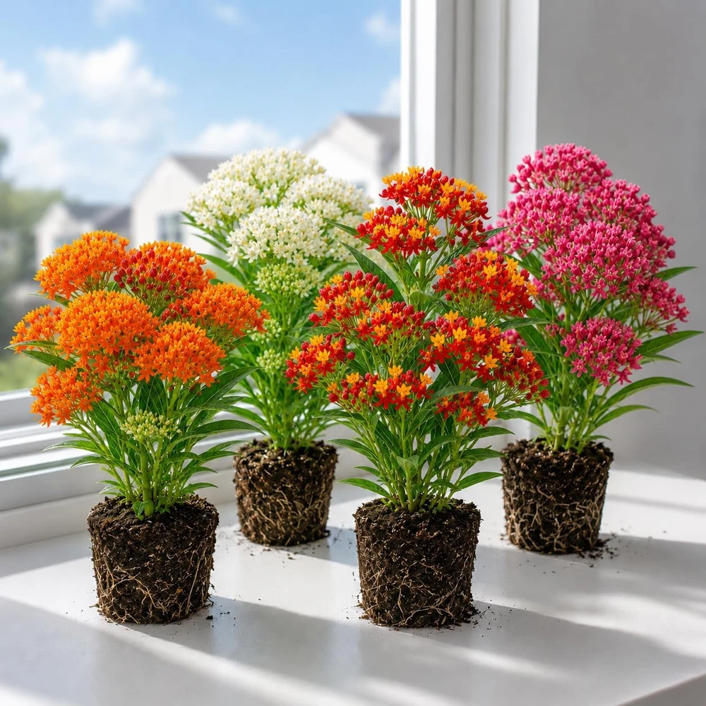 4 Mix Tropical Milkweed Live Plants for Planting, 4-8 Inch Tall, Perennial - Image 1
