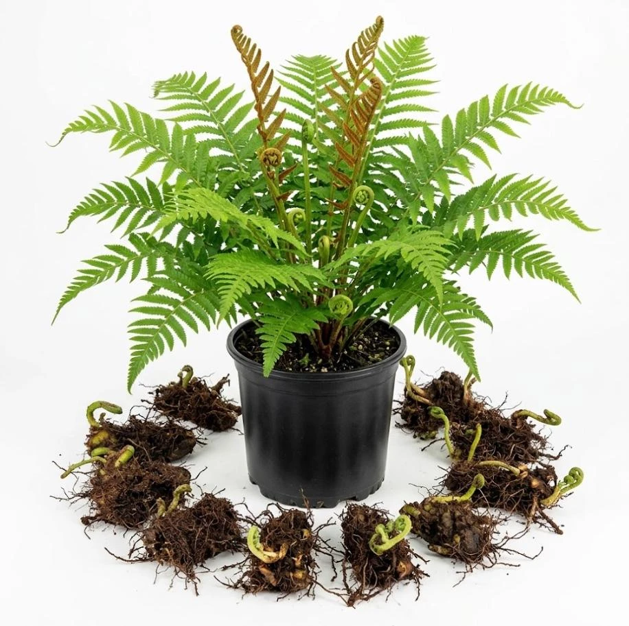 5 Cinnamon Fern Rhizomes – Live Bare Root Ferns – 3-6" Long – Outdoor Shade Plant - Image 1
