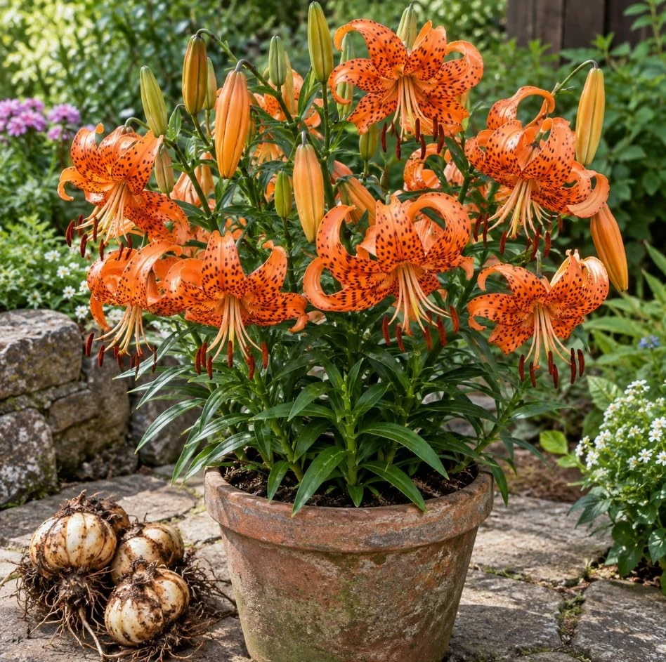 5 Giant Tiger Lily Bulbs - Lilium Lancifolium - Orange Blooms - Spring Planting - Image 1
