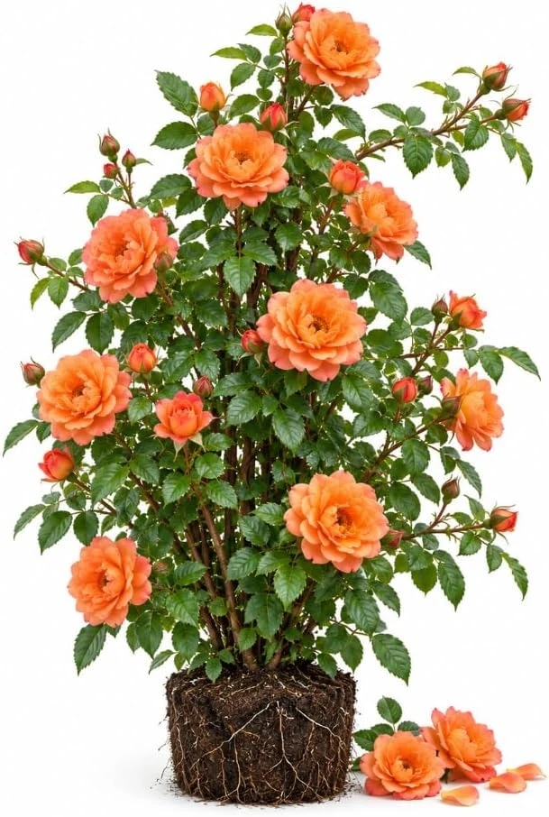 Apricot Orange Rose Live Plant - 4-8 Inch Tall Fragrant Climbing Perennial - Image 1