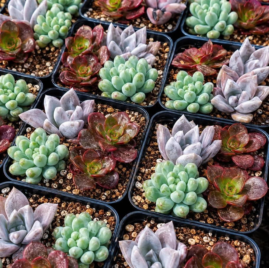 Assorted Mini Succulents Live Plant, 3-in-1 Echeveria Arrangement, 2-Inch Pot, Indoor - Image 1