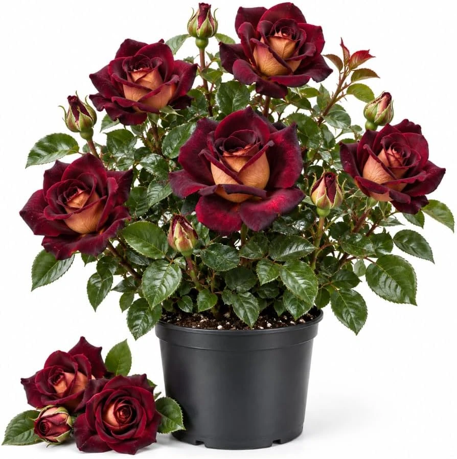 Black Red Climbing Rose Live Plant - Fragrant Outdoor Climber, 4-7 Inches Tall - Image 1