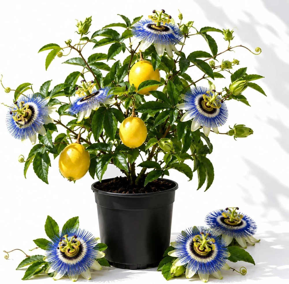 Blue Passiflora Live Plant - Fragrant Passion Flower Vine, Perennial, 4-6 Inch Tall - Image 1