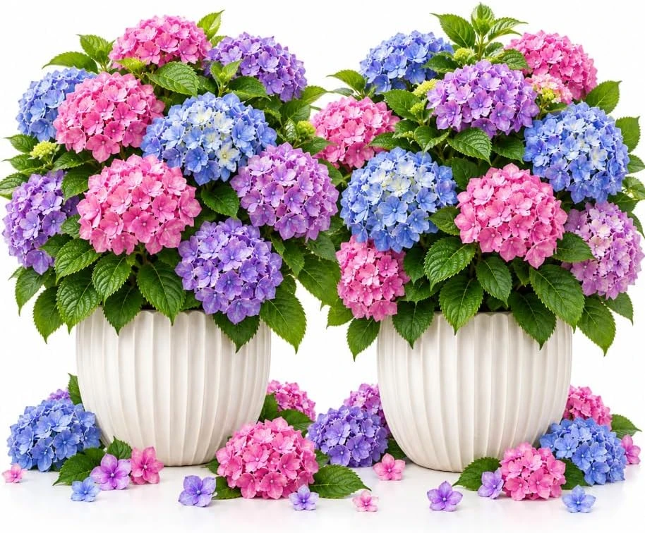 Blue Pink Hydrangea Live Plants - 4-7 Inch Tall Flowering Shrub for Outdoor Gardens - Image 1