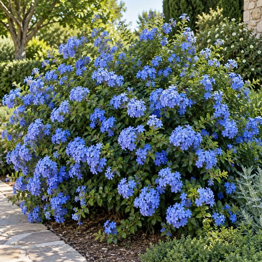 Blue Plumbago Live Plant - Cape Plumbago Shrub - 4 inch Pot - Outdoor Flowering Shrub - Image 3