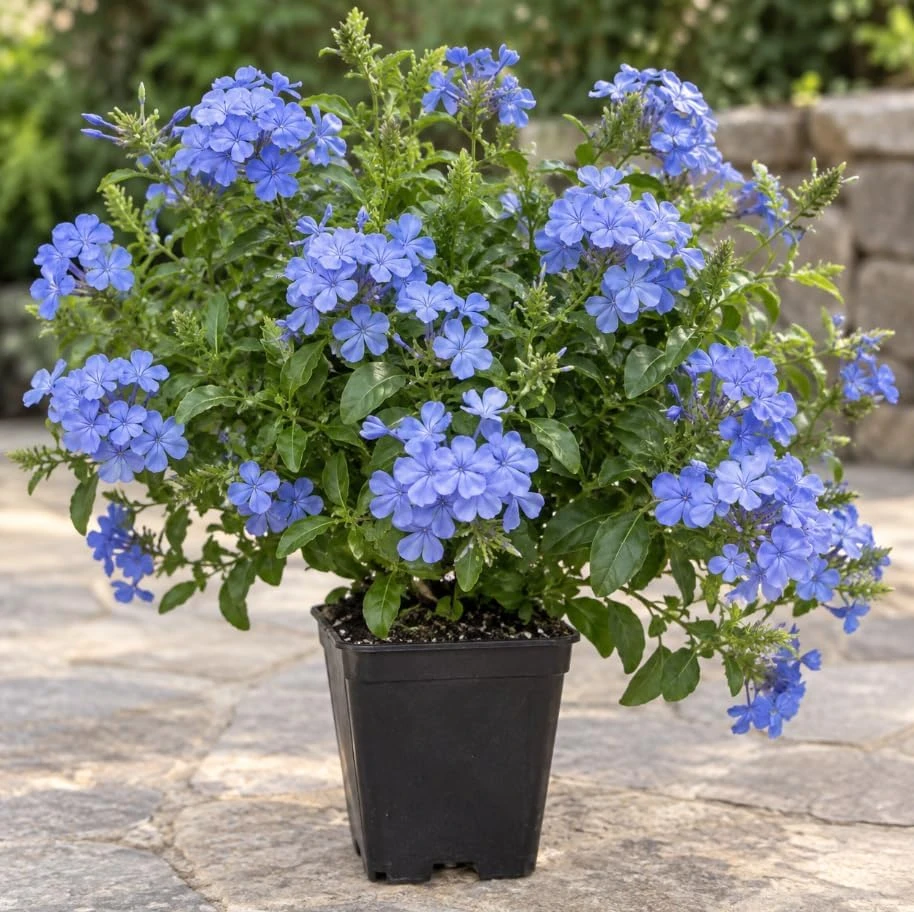 Blue Plumbago Live Plant - Cape Plumbago Shrub - 4 inch Pot - Outdoor Flowering Shrub - Image 1