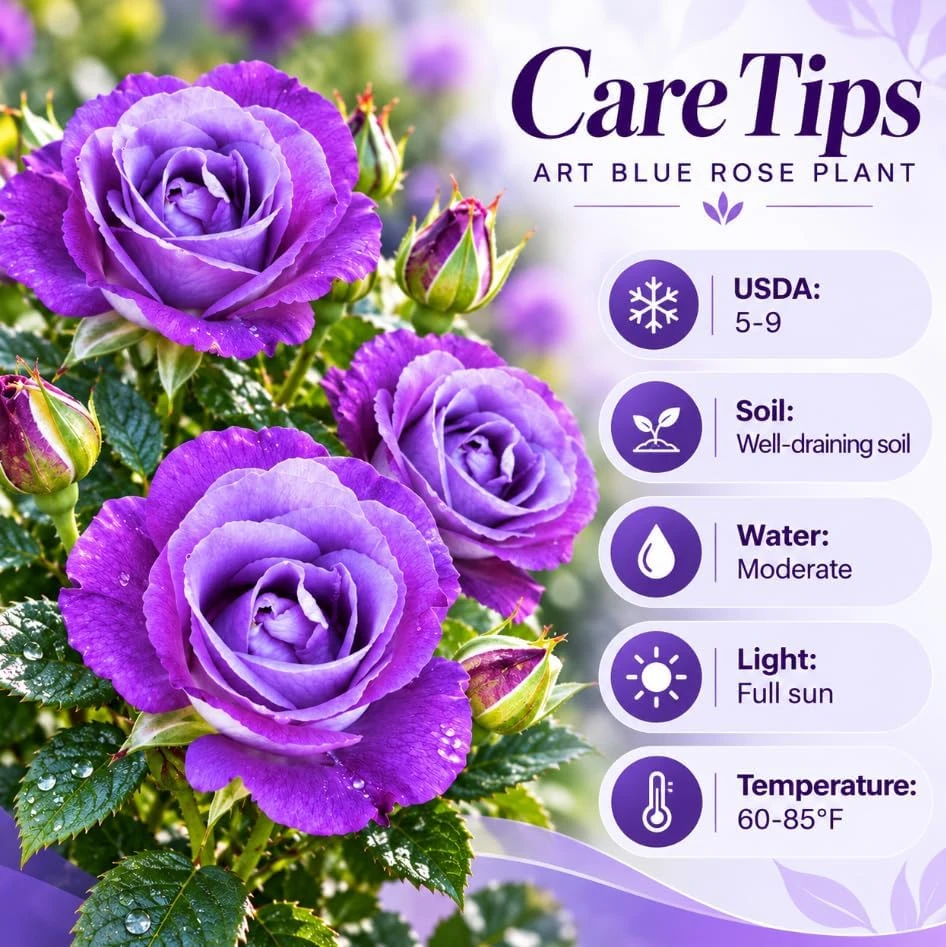 Blue Purple Rose Live Plant - 5-7 Inch Tall, Fragrant, Repeat Blooming Shrub - Image 5