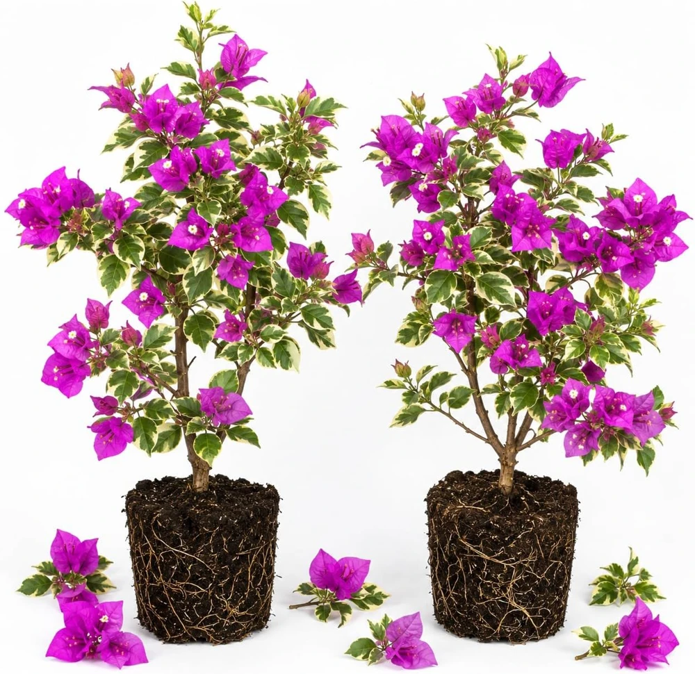 Blueberry Ice Bougainvillea Live Plants - Set of 2, 4-7 Inches Tall, Vine - Image 1