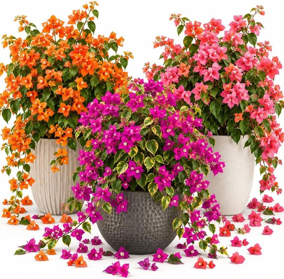 Bougainvillea Live Plants, Set of 2 Mixed Colors, 4-8 Inch Tall, Outdoor Vine - Image 1