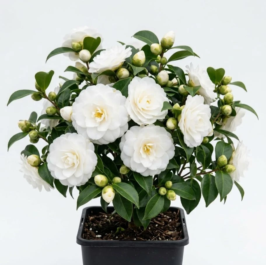 Camellia Japonica Live Plant - White Fragrant Flowers Shrub - 4 inch Pot - Image 1