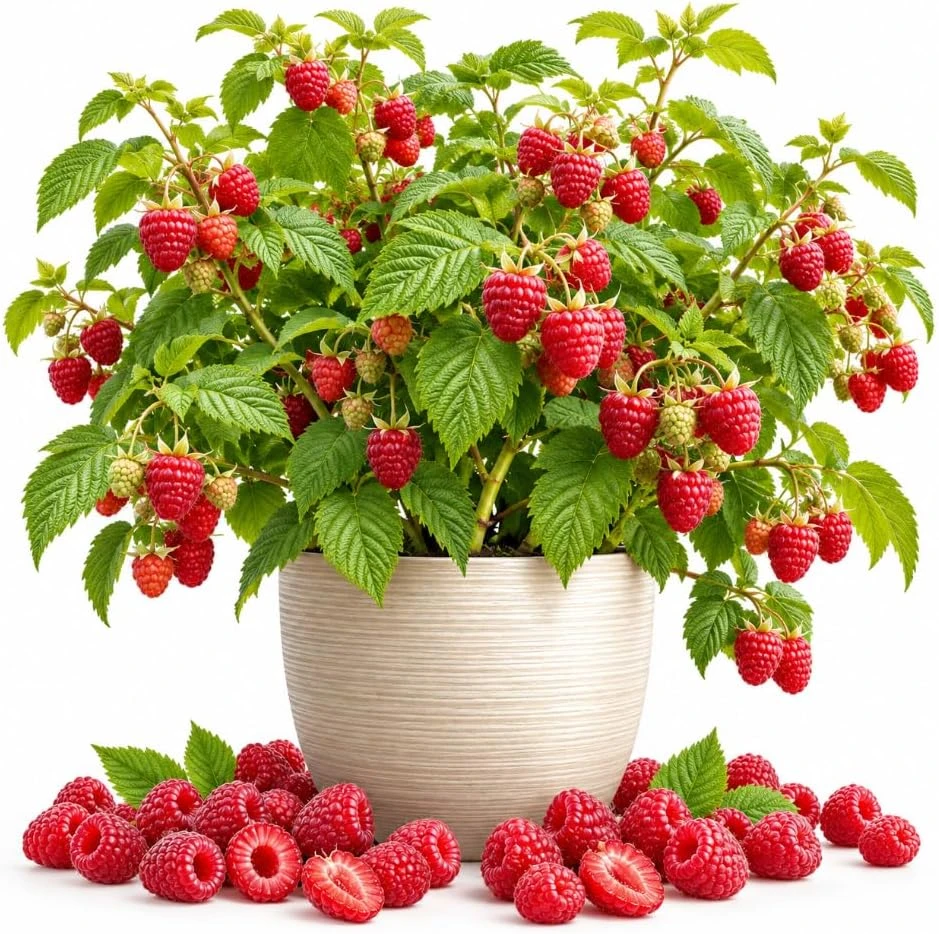 Caroline Red Raspberry Live Plant – Fruiting Shrub, 4-7 Inches Tall - Image 1