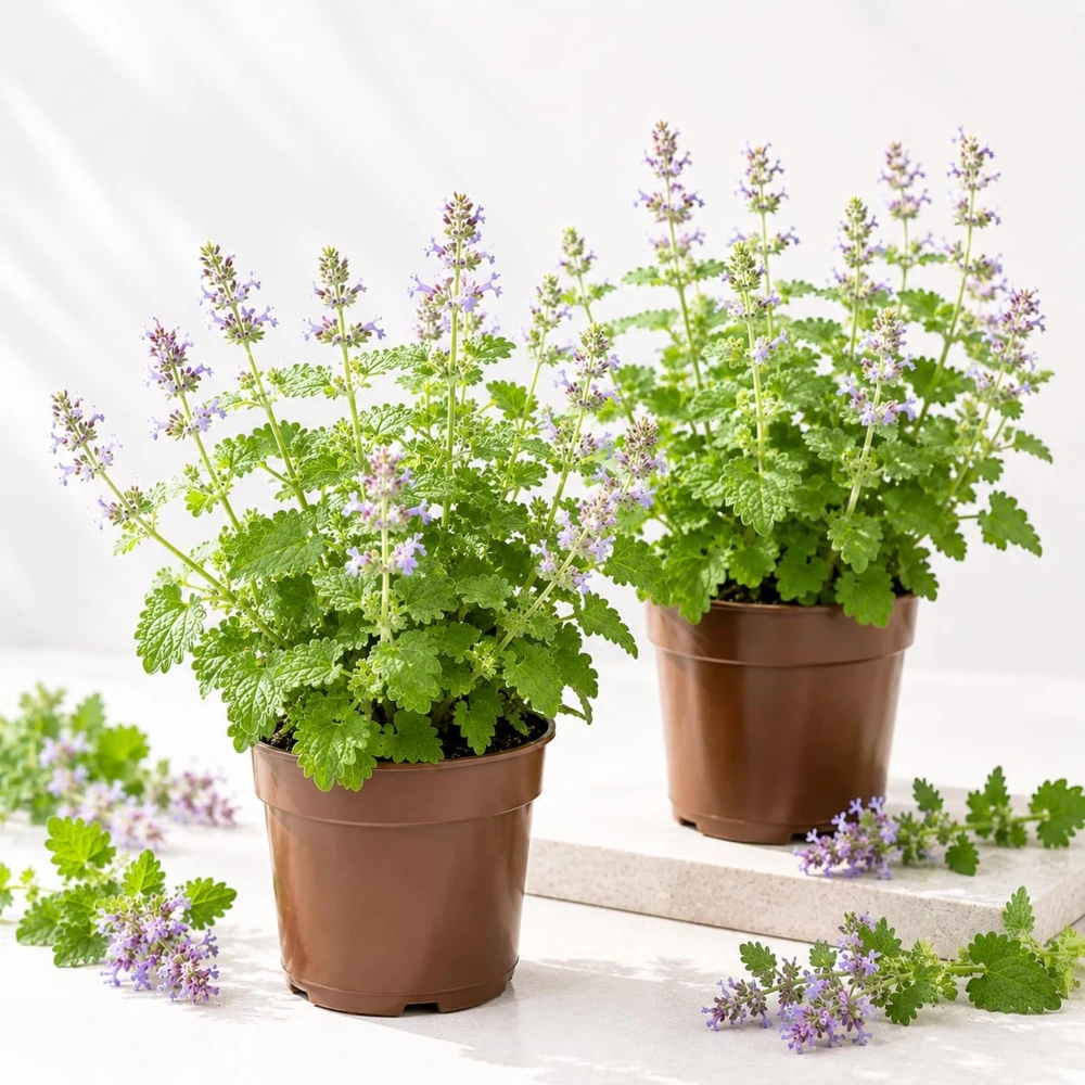 Catnip Live Plant (2-Pack) - Perennial Herb for Home Garden, 4-8 Inch Tall - Image 1