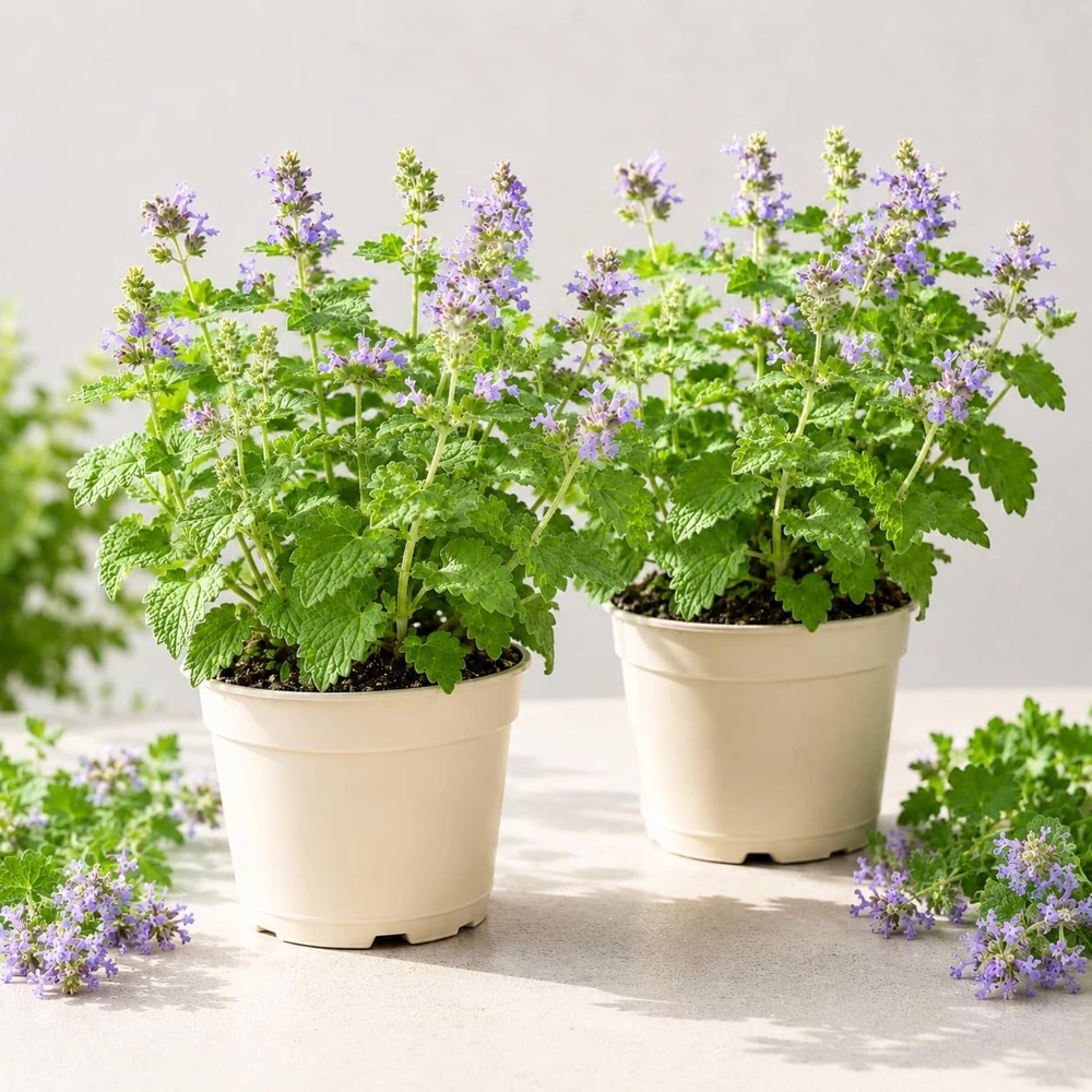 Catnip Live Plant - Set of 2 Herb Perennial, 4-8 Inch Tall, Outdoor Indoor - Image 1