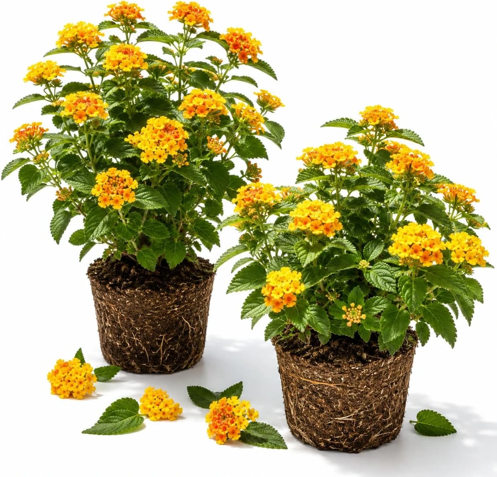 Chapel Hill Gold Lantana Live Plants - Set of 2, Yellow Flowers, 4-7 Inches Tall, Outdoor Shrub - Image 1