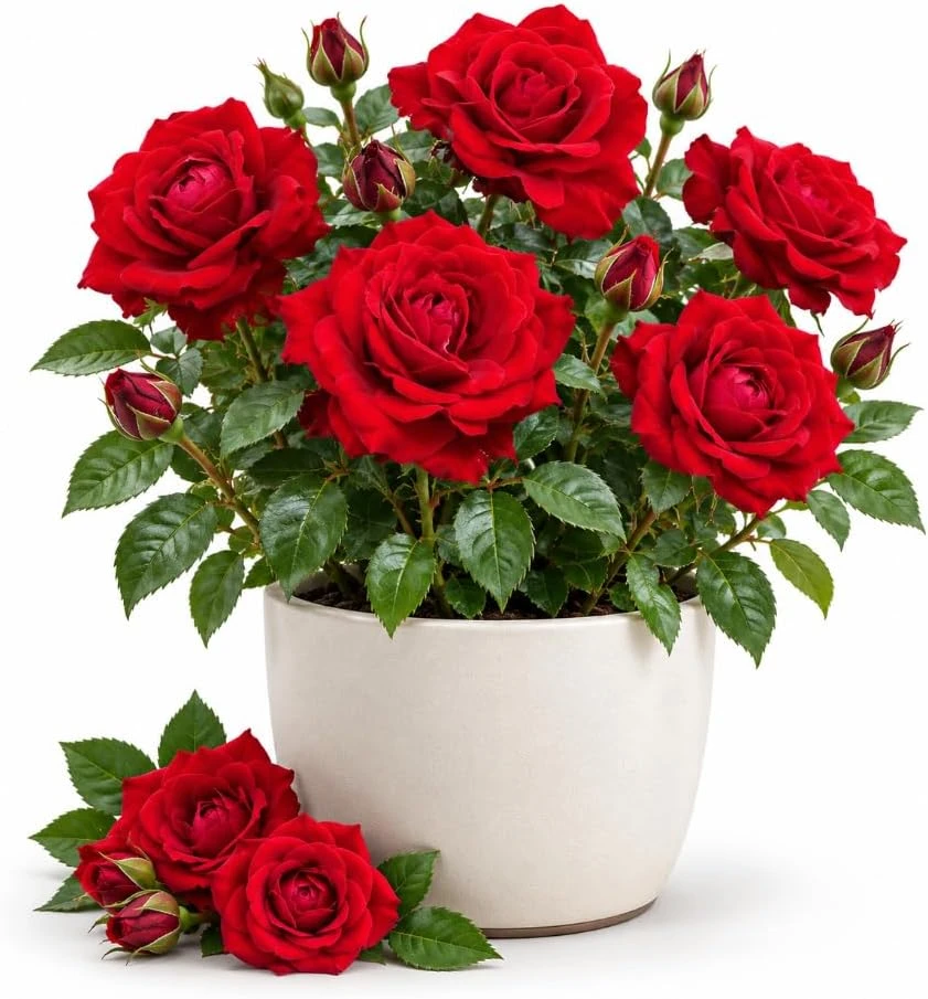 Cherry Red Rose Bush Live Plant – 4-8 Inches Tall – Fragrant Flowering Outdoor - Image 1