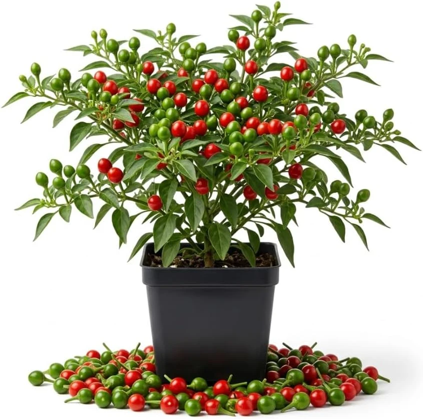 Chiltepin Pepper Plant - Live Red Chili Pepper Plant, 4 Inch Pot, Outdoor - Image 1