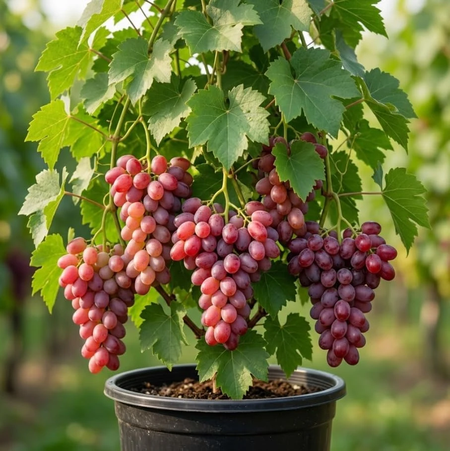 Crimson Grape Vine Live Plant - Sweet Seedless Red Grapes, 8-16 Inch Tall, Outdoor - Image 1