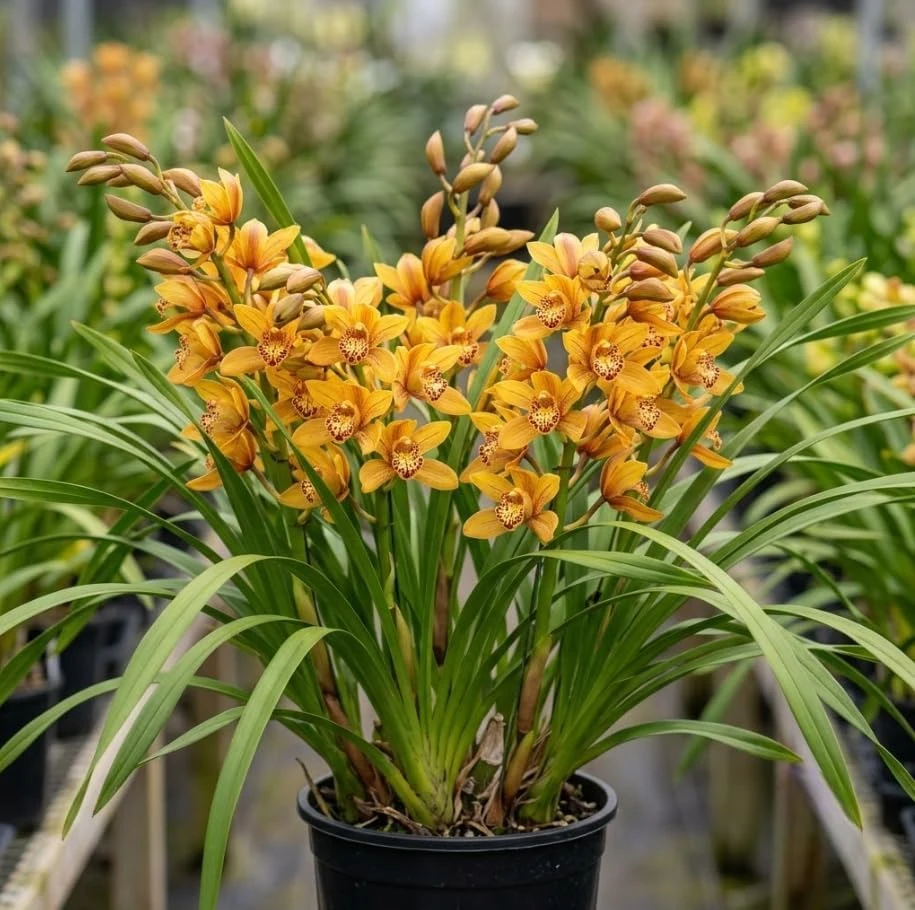 Cymbidium Orchid Live Plant – Large-Flowered – 10-12" Tall in Gallon Pot - Image 1