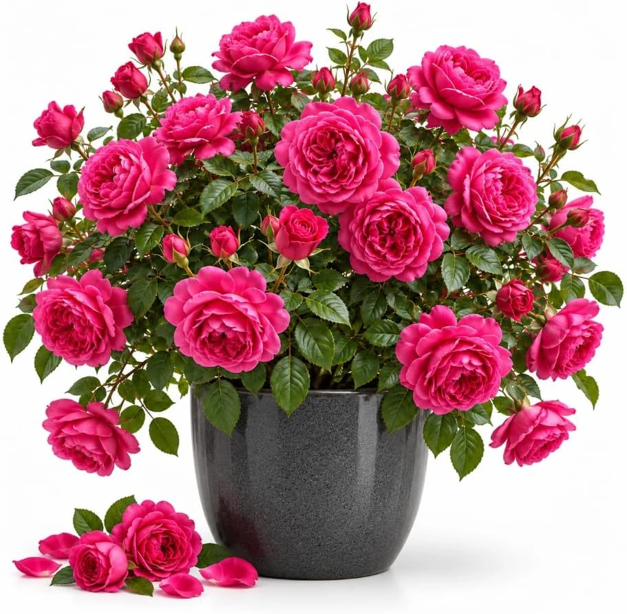 Deep Pink Climbing Rose Bush Live Plant – Tea Rose Starter – 4-6 Inches Tall – Outdoor - Image 1