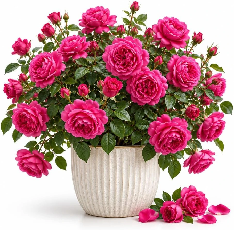 Deep Pink Climbing Rose Live Plant – Fragrant Tea Rose Bush, 4-6 Inches Tall, Outdoor - Image 1