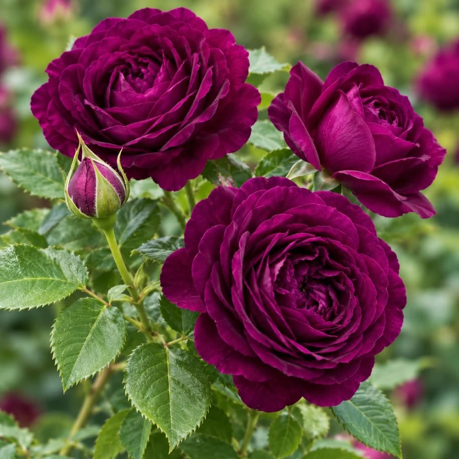 Deep Purple Floribunda Rose Bush Live Plant, 4-7 Inches, Fragrant Flowers - Image 2