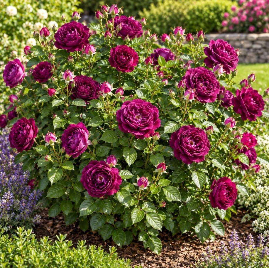 Deep Purple Floribunda Rose Bush Live Plant, 4-7 Inches, Fragrant Flowers - Image 7