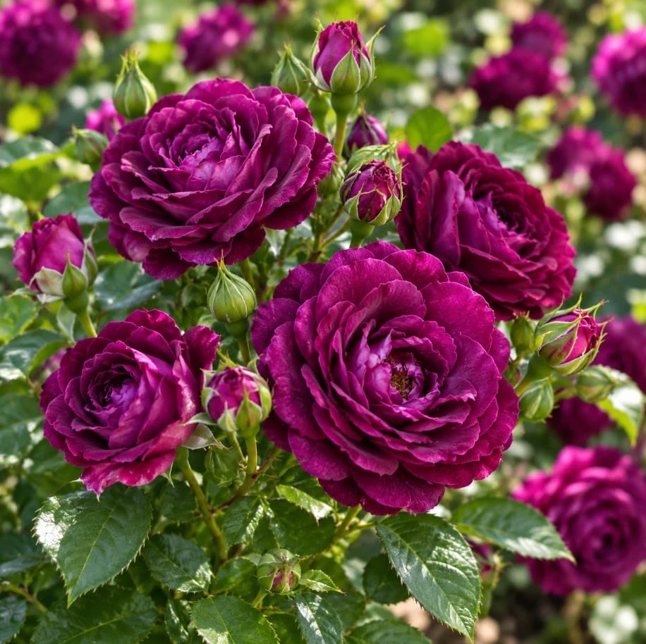 Deep Purple Rose Live Plant, 4-7 Inches, Fragrant Floribunda Rose Bush for Outdoor Gardens - Image 2