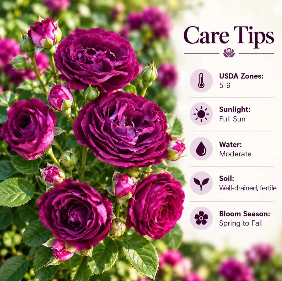 Deep Purple Rose Live Plant, 4-7 Inches, Fragrant Floribunda Rose Bush for Outdoor Gardens - Image 5